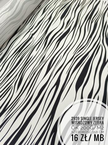 Single jersey wiskozowy zebra